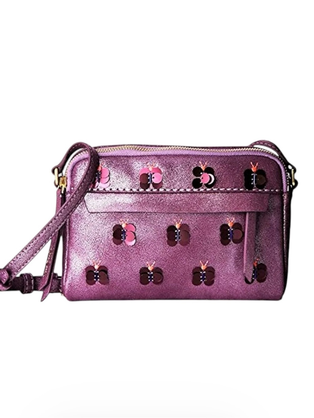 Vera Bradley Mallory RFID Petite Crossbody Bag in the Lilac Shimmer leather fini